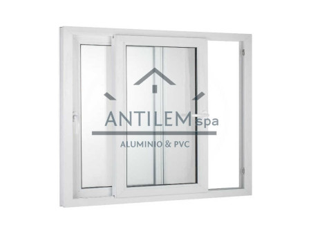 VENTANA 1,50X1,50 MT PVC EUROPEO Vidrio Monolítico 4mm. CORREDERA 2 hojas BLANCO